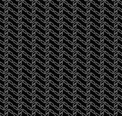 Seamless vector geometric pattern in the form of white contour quadrangles on a black background