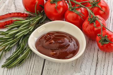 Tomato barbecue sauce on the bowl