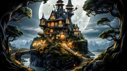 Spooky fantasy halloween house