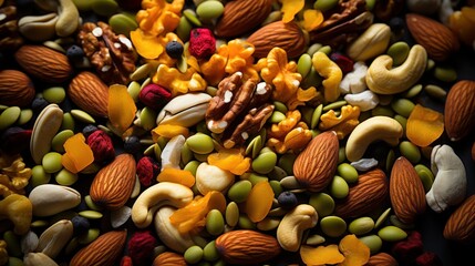 close up of a variety of dried fruits