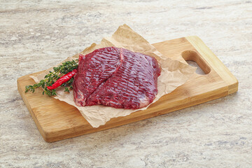 Raw beef machete steak for grill