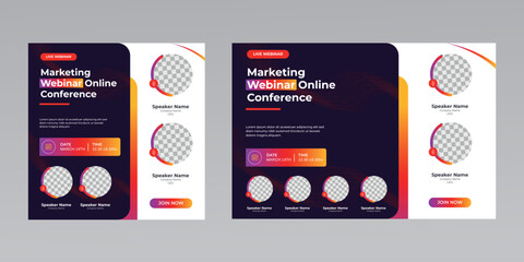 digital marketing corporate social media business conference live webinar invitation and instagram post template. 