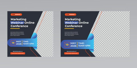 digital marketing corporate social media business conference live webinar invitation and instagram post template. 