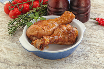 Roasted chicken legs with spicy sauce