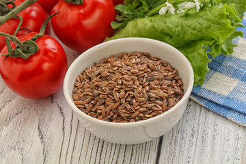 Dry Raw flax seed in the bowl