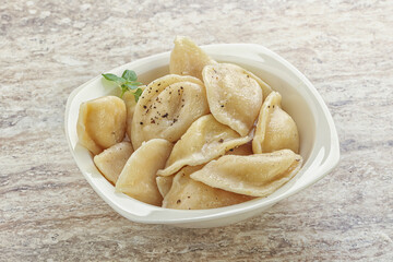 Russian traditional Vareniki - dumplings with potato