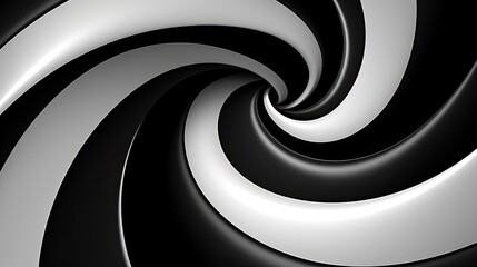 Pattern with optical illusion. Black and white design. Abstract striped background. Rotation and swirling movement. 3d motion illustration for cover, card, postcard, interior design, decor or print.