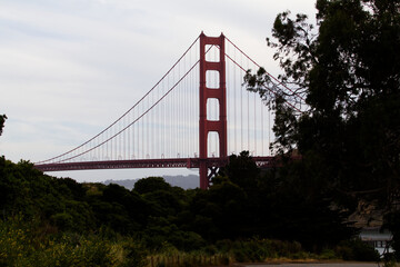 Northern Tower Of Golden Gate Bridge Overcast Sky