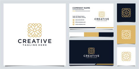 Fototapeta premium Simple and elegant floral logo design and business card template