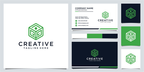 Creative healthy growth logo design and business card template