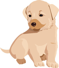 Sitting cute little puppy. Adorable pet. Vector illustration.