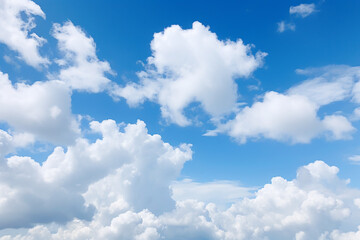 Naklejka na ściany i meble Background of fluffy clouds with blue sky