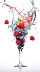 cocktail, drinking from straw, liquid, alcohol, glass, beverage on white background