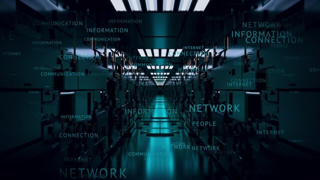 Network, connection, internet. SciFi technological tunnel background.UI HUD