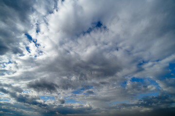 beautiful blue sky with cumulus clouds for abstract background