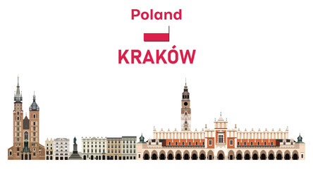 Krakow cityscape vector detailed illustration