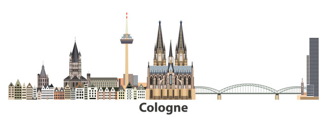 Cologne cityscape vector detailed illustration - 628668055