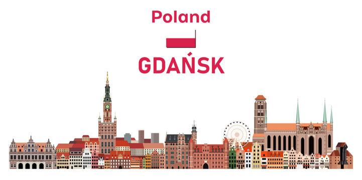 Gdansk cityscape vector detailed illustration