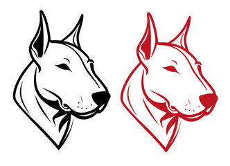 Beautiful bull terrier logo. Vetor illustration.