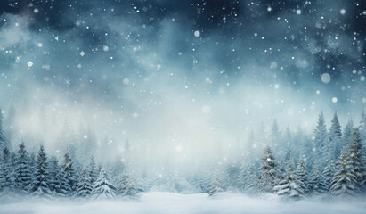 Hintergrund Winter Landschaft in wei&szlig; und blau - Schnee und Eis im Wald - Schneebedeckte Wiese und B&auml;ume mit Platz f&uuml;r Bild oder Produkt