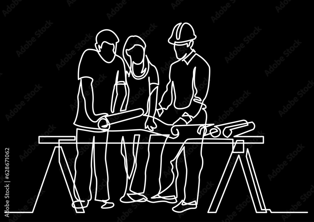 Poster continuous line drawing vector illustration with fully editable stroke of regular authentic person i