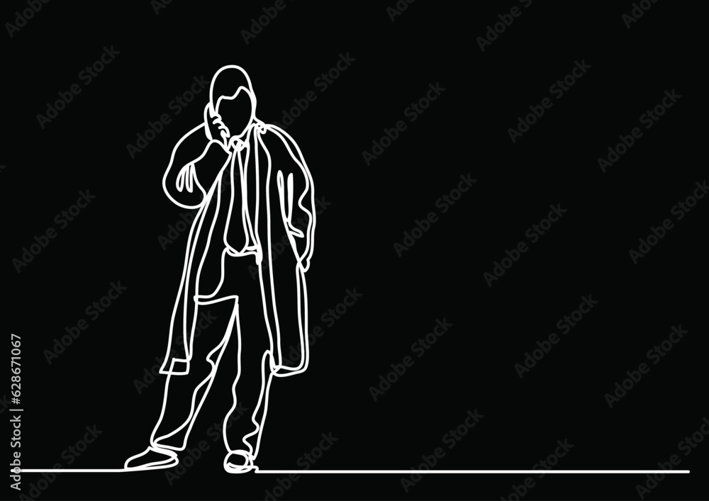 Poster continuous line drawing vector illustration with fully editable stroke of regular authentic person i