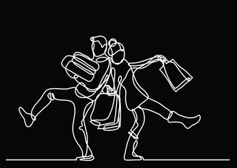 continuous line drawing vector illustration with FULLY EDITABLE STROKE of regular authentic person in life situation as lifestyle concept