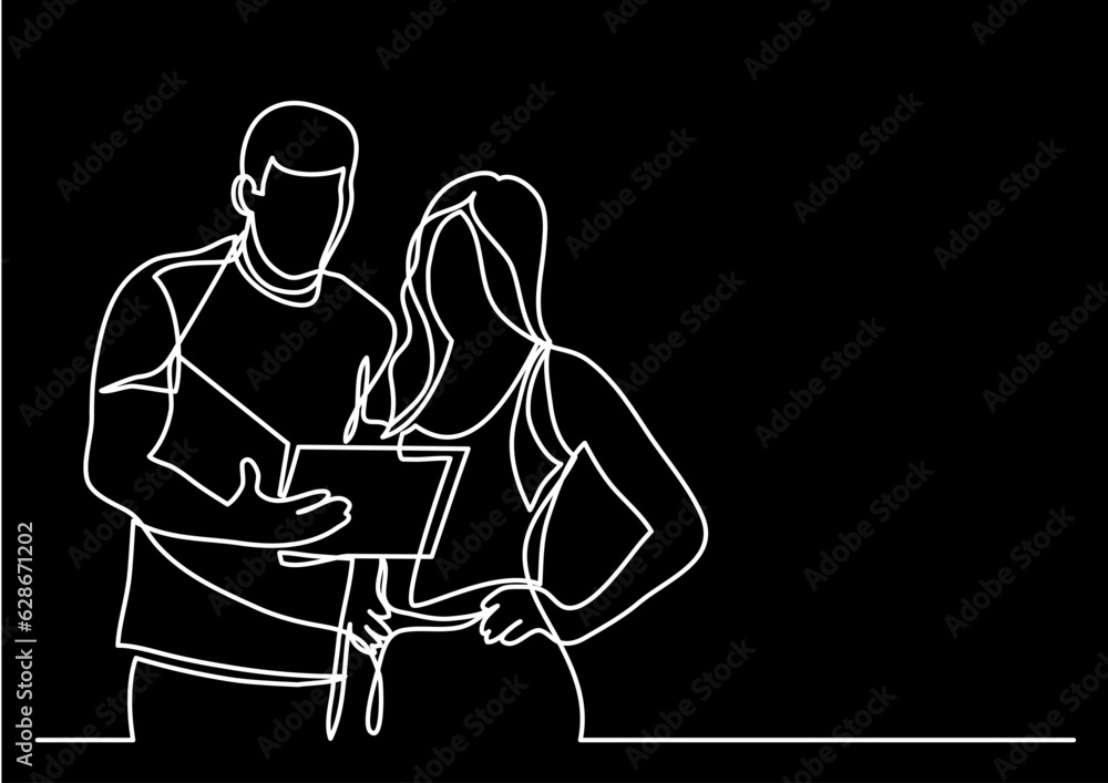 Poster continuous line drawing vector illustration with fully editable stroke of regular authentic person i