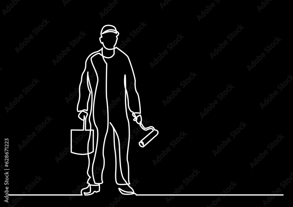 Poster continuous line drawing vector illustration with fully editable stroke of regular authentic person i