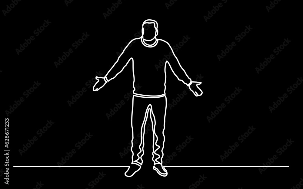 Poster continuous line drawing vector illustration with fully editable stroke of regular authentic person i