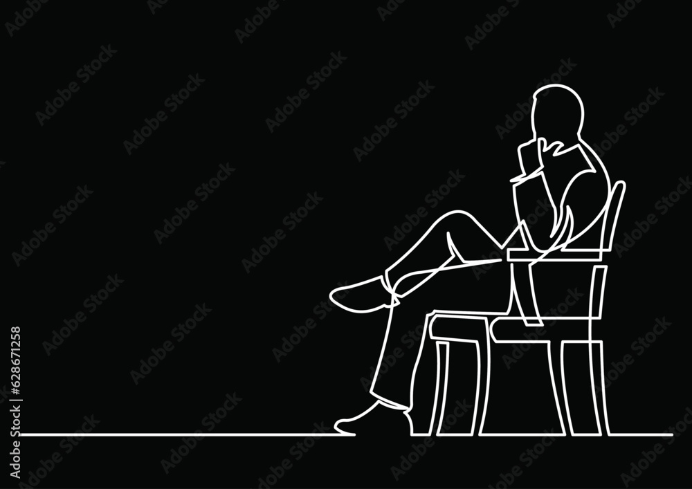 Poster continuous line drawing vector illustration with fully editable stroke of regular authentic person i