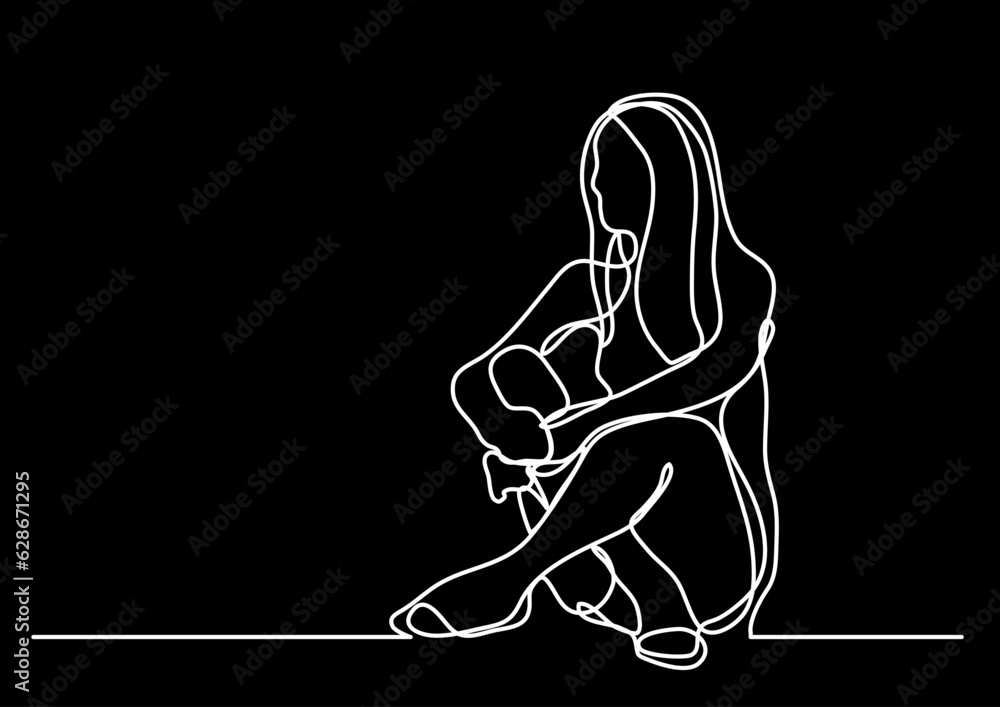 Poster continuous line drawing vector illustration with fully editable stroke of regular authentic person i