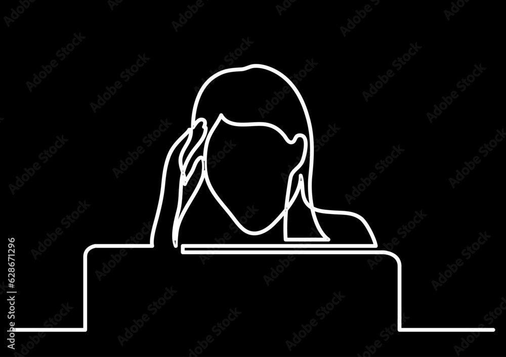 Poster continuous line drawing vector illustration with fully editable stroke of regular authentic person i