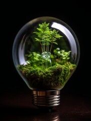 a light bulb with green plants inside Illustrated using generative AI