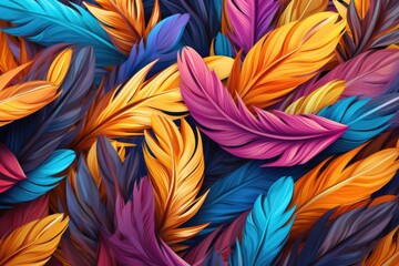 Colorful, 3d feathers.