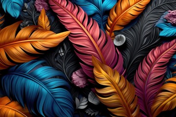 Colorful, 3d feathers.