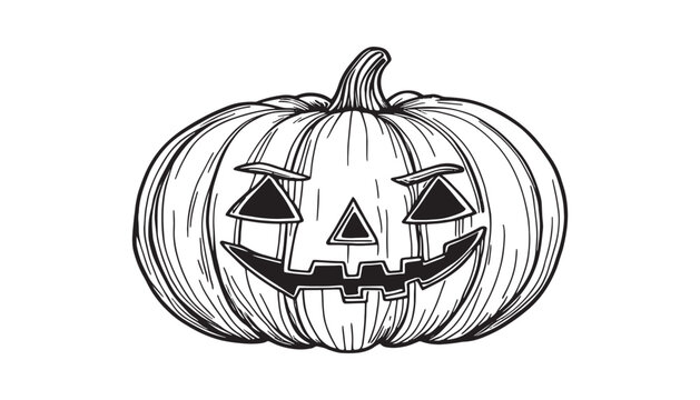 Halloween pumpkin hand drawn sketch. Halloween pumpkin sketch vector. pumpkins for Halloween. Pumpkin paint on a white background.