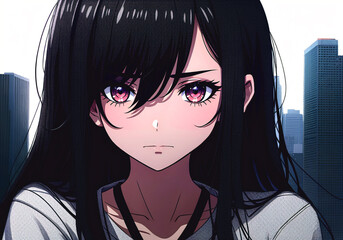 Sad girl, the concept of apathy and depression. Generative AI.