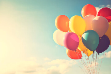  Balloons retro background. Balloons with Vintage color tone. Generative ai
