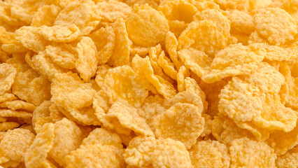 Corn-flakes background and texture, cornflake cereal box for morning breakfast.