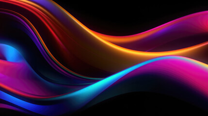 Abstract background neon wave rainbow gradient, Generative AI