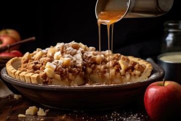 close-up of lattice pie crust being woven