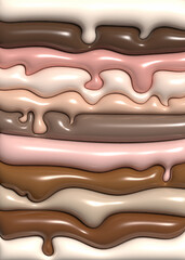 Abstract brown background with curved lines, 3D rendering illustration, inflated figures