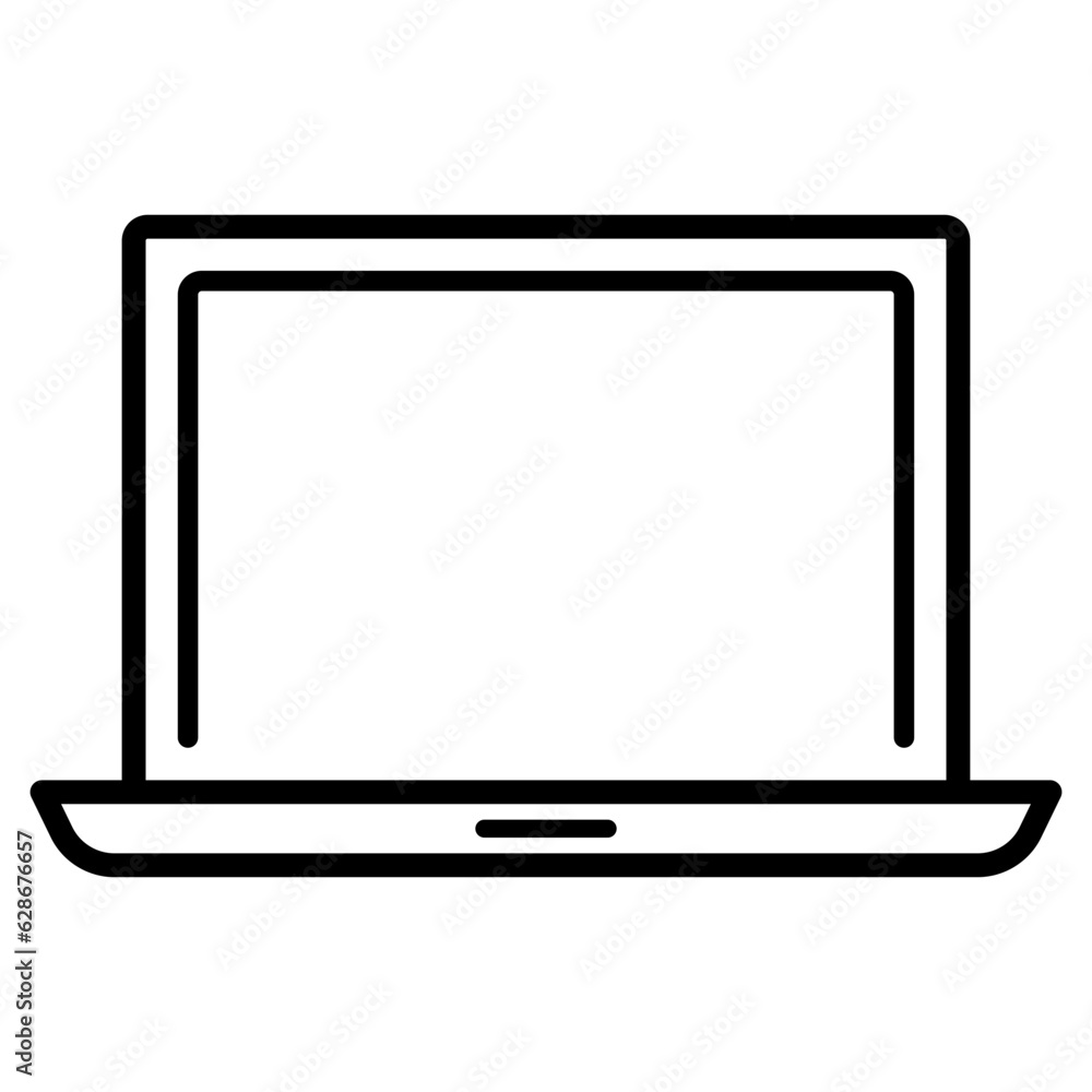 Fototapete black single laptop line icon, simple modern digital device flat design pictogram, infographic vecto