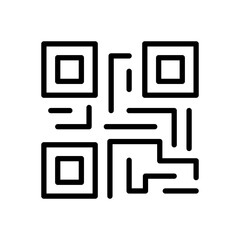 Obraz na płótnie Canvas Black single QR code on phone screen line icon, simple business coding flat design pictogram, infographic vector for app logo web website button ui ux interface elements isolated on white background