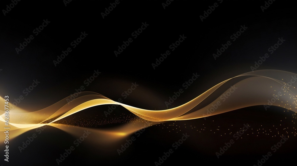 Aufkleber generative ai : black luxury background with golden line elements and light ray effect decoration an