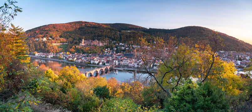 Panoramic view of Heidelberg in autumn, Baden-W&uuml;rttemberg, Germany