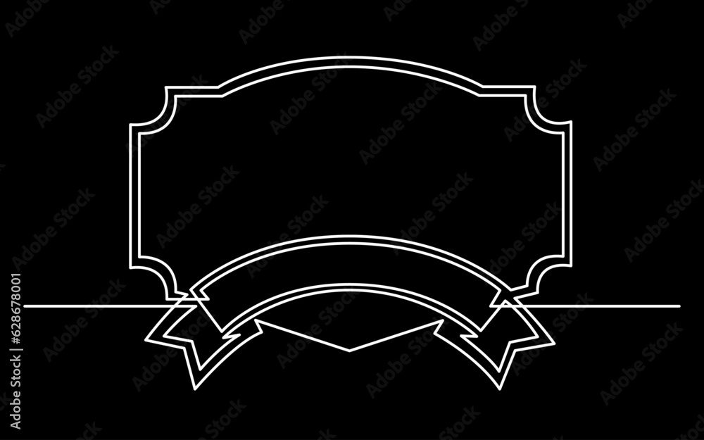 Poster continuous line drawing vector illustration with fully editable stroke of label price tag symbol con