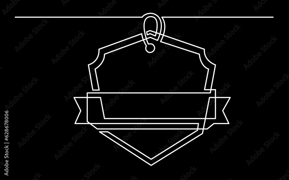 Poster continuous line drawing vector illustration with fully editable stroke of label price tag symbol con