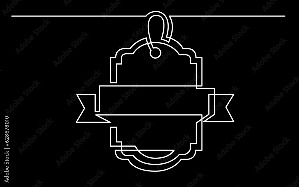 Poster continuous line drawing vector illustration with fully editable stroke of label price tag symbol con